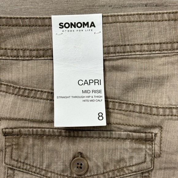 Women's Sonoma 8 Medium Capri Pants Cargo Twill Fossil Tan Straight Mid Rise NWT - Picture 9 of 11